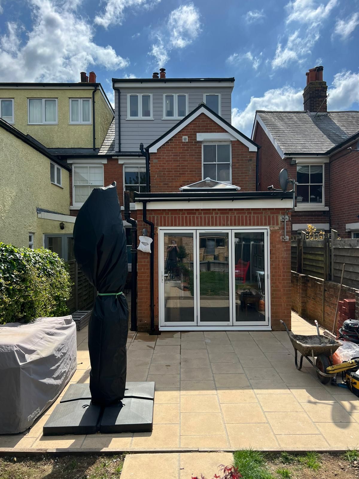 Single-storey rear extension with bifold doors and a roof lantern